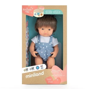 Miniland Educational My Friends & Me Baby Doll Brown Hair Caucasian Boy Dressed  - Picture 1 of 2