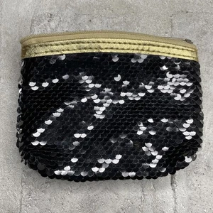 5” x 3.5” Black Sequined Change or Coin Purse, Gold Trim #333 - Picture 1 of 9