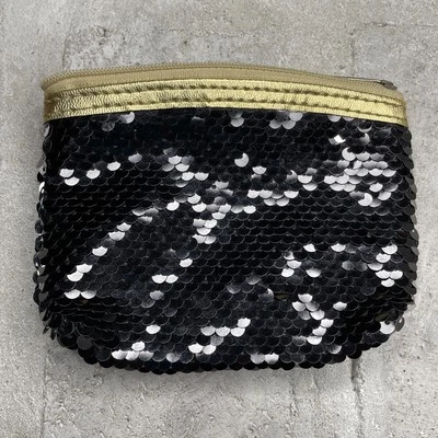 5” x 3.5” Black Sequined Change or Coin Purse, Gold Trim #333 - Image 1 of 4