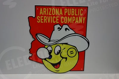 Reddy Kilowatt LARGE ARIZONA PUBLIC SERVICE DIE CUT SIGN ELECTRICIAN GIFT - Image 1 of 3