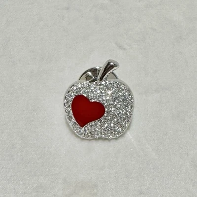 Swarovski Crystal Apple Pin Red Enamel Brooch Teacher Gift NWOT - Image 1 of 3