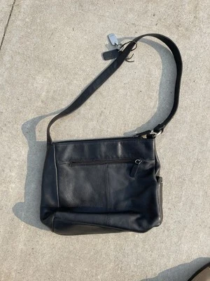 Bolso organizador de cuero negro Rolfs con muchos compartimentos Foto 1 de 4