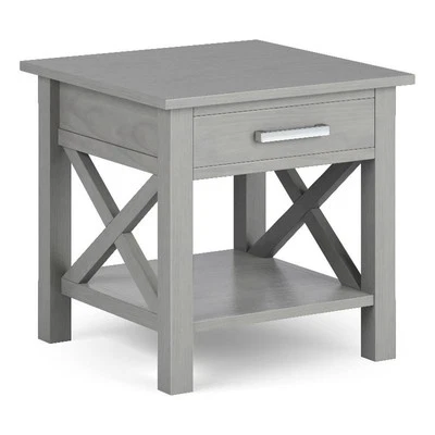 Kitchener SOLID WOOD 21" Wide Square Contemporary End Side Table in Fog Gray - Image 1 of 4