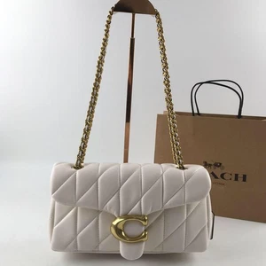 Coach Tabby 26 gesteppte Schultertasche Leder weiß/gold CP150 Outlet neu von JPN - Bild 1 von 8