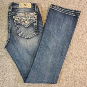 Miss Me Jeans Womens Sz 28 (29) Bootcut Low Rise Embroidered Distressed M31468 - Picture 1 of 16