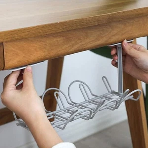  2 Pcs Insert Storage Rack under Desk Basket for Cords Cable Trays - Afbeelding 1 van 12