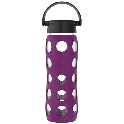 22-Ounce Classic Glass Water Bottle with Wide Mouth & Protective Sleeve, Plum - Image 1 of 4
