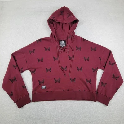 Lurking Class Hoodie Womens Medium Butterfly Skull Crop Lace Up Pullover - Image 1 of 4