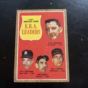 1962 Topps 55 AL ERA Leaders Donovan/Stafford/Mossi/Pappas  - Picture 1 of 2