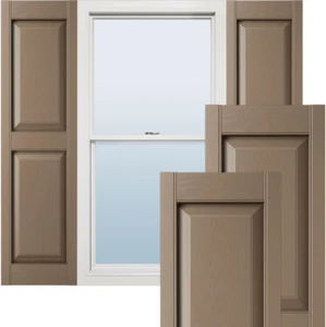 14 3/4"W X 47"H Lifetime Vinyl, Standard Two Equal Panels, Raised Panel Shutters - Picture 1 of 12