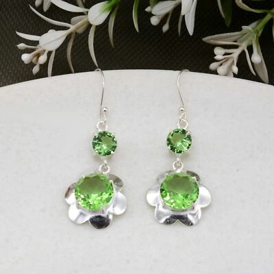 Floral Multicolor Gemstone Earrings  925 Sterling Silver Women Earrings Gift Her - Image 1 of 4