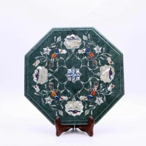 12" Marble corner Table Handmade Pietra Dura Semi Precious Stone - Picture 1 of 3