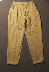 Woolrich Plaid Flannel Lined Khaki Straight Leg Outdoorsy Pants Trousers Size 12 - Picture 1 of 12