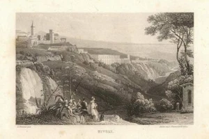 c1850 Tivoli Latium Italien Italia Tibur Italy Vedute 19. Jh. Stahlstich-Ansicht - Bild 1 von 1