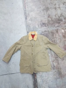 Vintage L.L.BEAN CHORE COAT JACKET Red WOOL LINER SIZE Large L MADE IN USA - Picture 1 of 7