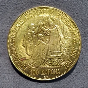 100 Korona 1907 Hungary Franz Joseph I Coin KM# 490 - Picture 1 of 4
