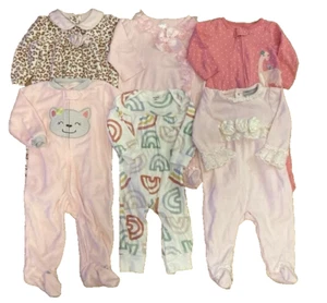 Lote para dormir bebé niña 9 meses Carters Little Me arco iris estampado de leopardo... - Imagen 1 de 15
