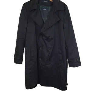 Ralph Lauren Mens Solid Plaid Lined Belted Nober Rain Trench Coat Black Size 42R - Picture 1 of 15