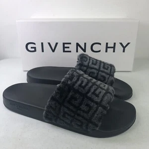 Sandali piatti Givenchy da uomo 4G con logo shearling pelliccia di agnello slides $595 - Foto 1 di 10