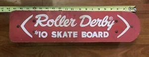 Vintage 1960's #10 Roller Derby Wooden Skateboard Red Metal Wheels - Picture 1 of 6