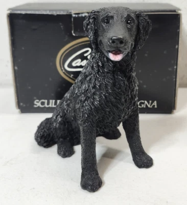 Figura Castagna Italia Perro Negro Retriever Resina Decoración Hogar 1988 con Caja Foto 1 de 4