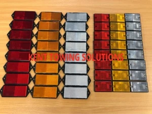 X48 Bulk RADEX Maypole Red, Amber, Silver Clear Rectangular Drilled Reflectors ✅ - Picture 1 of 9