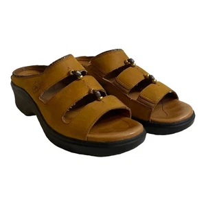 ARIAT Sandals Women's 9.5 B Brown Leather Slip-On Beaded Shoes Open Toe - Picture 1 of 11