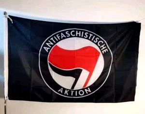 ANTIFA Banner Fahne Flagge 90x150cm Links Linke Antifaschistische Aktion Schwarz - Bild 1 von 2