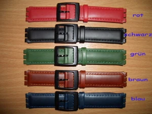 Echtes Lederarmband passend für Swatchuhren, 17mm Anstroß, 5 versch. Farben - Bild 1 von 1