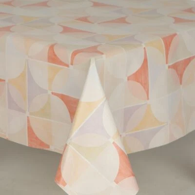 Geometric Brights Rose Pink Rust Orange Retro Circles PVC Oil Vinyl Table cloth - Image 1 of 4