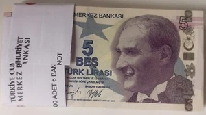 Turquía Turquía 9. Emisión 5 Liras 2022 Prefijo G P-222 100 Piezas Paquete UNC - Imagen 1 de 2