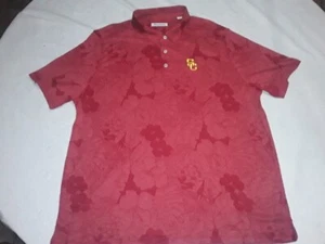 Tommy Bahama Football Red Floral USC Southern California Hawaiian Shirt 3XL - Picture 1 of 13
