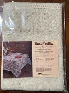 Trellis Rose Tablecloth 60x84 Ecru Oblong Table Cloth Oxford House NWT - Picture 1 of 4