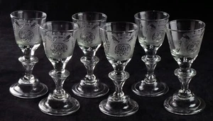 BAROCK KELCHE SPIEGEL MONOGRAMM WEIN GLÄSER SET HESSEN ALTMÜNDENER HÜTTE UM 1750 - Picture 1 of 13