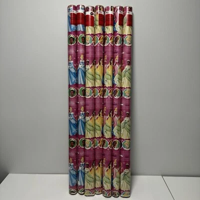 7 Rolls Of Disney Princess Gift Wrap 245 Sq Ft 35 sq Ft Each Christmas LOT READ - Image 1 of 4