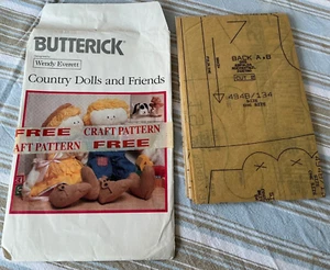 Vintage Butterick Sewing Pattern "Country Dolls and Friends' Uncut - Picture 1 of 3