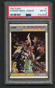1987 Fleer Basketball #1 Kareem Abdul-Jabbar Lakers HOF New Slab PSA 8