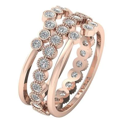 Eternity Wedding Ring SI1 G 1.20 Ct Round Diamond Bezel Set 10 MM 14K Rose Gold - Image 1 of 4