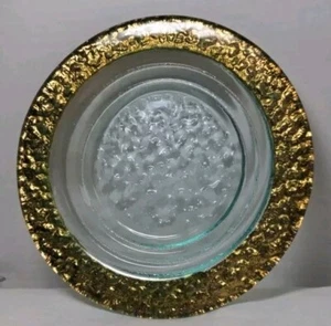 Vintage Pebbled Cobblestone Gold 1.5” Rim, Clear Middle Rare Dessert Plate - Picture 1 of 4