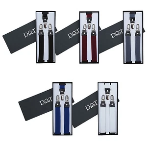 Boys Braces Plain Leather Clip-On Holder Adjustable Heavy Duty Suspenders by DQT - Picture 1 of 5