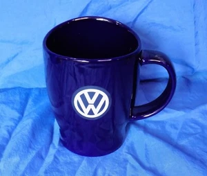 VOLKSWAGEN EMBLEM Coffee Mug Cobalt Blue Ceramic 14oz VW BEETLE - Picture 1 of 5
