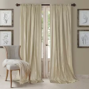 Athena Window Curtain Panels with Scarf Valance- Ivory 52"×95"- 3 Panel Set- NEW - Picture 1 of 4