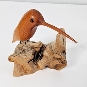 Vintage Hand Carved Wood Sculpture Hummingbird 1987 Barre Vermont Signed Ross - Picture 1 of 8