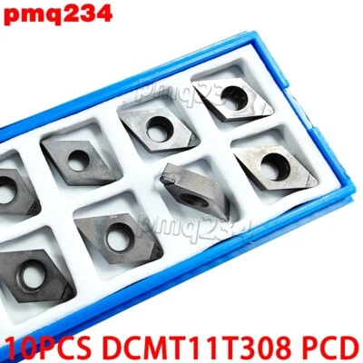 10 PIEZAS DCMT11T308 PCD DCMT32.52 PCD Hoja de diamante Inserto de torneado Herramienta de corte CNC Foto 1 de 4