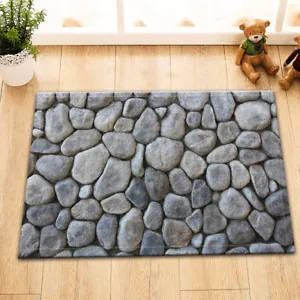 Grey Stone Wall Room Floor Soft Doormat Non-slip Floor Rugs Carpets 24x16in - Picture 1 of 6