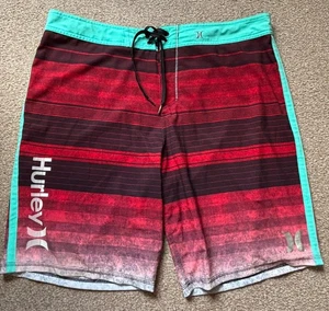 HURLEY Phantom Board Shorts Mens W38 Red 4-Way Stretch Washed Out Look Beach - Picture 1 of 12