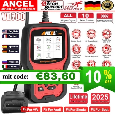 2025 Ancel VD700 Pro Profi KFZ Diagnosegerät Auto OBD2 Scanner EPB DPF Für VAG - Bild 1 von 4