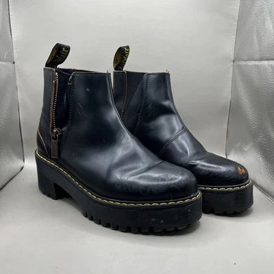 Botines Dr. Martens Rometty II de cuero negro con plataforma para dama talla 8 Foto 1 de 4