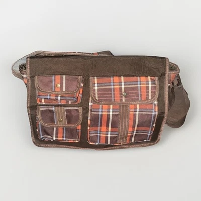 Embark коричневый / мульти клетку Messenger с подкладкой 17» сумка для ноутбука с карманами Adj ремень - Изображение 1 из 4