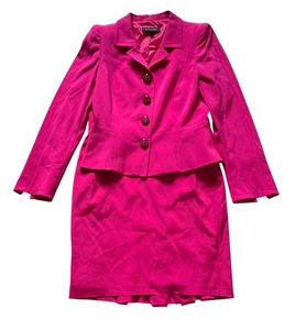 Conjunto de Traje Blazer y Falda Lápiz Con Botones Fucsia De Colección Escada 36 Rosa - Imagen 1 de 20